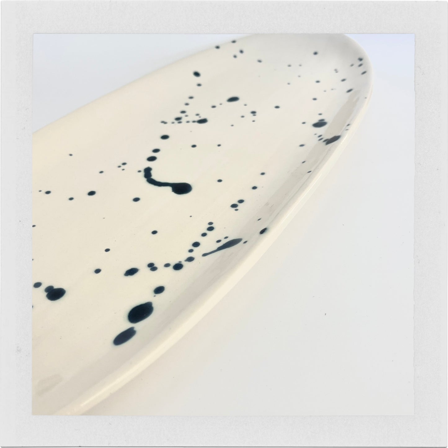 Oval serving tray - Blue Splatter