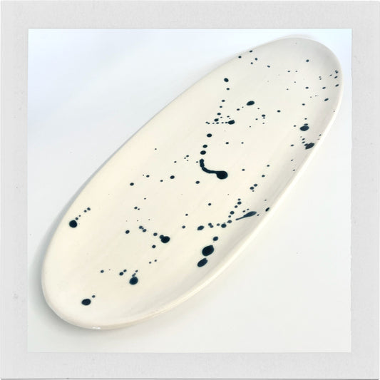 Oval serving tray - Blue Splatter