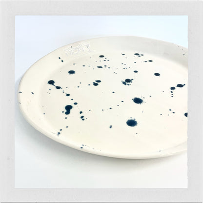 Round serving tray - Blue Splatter