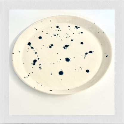 Round serving tray - Blue Splatter